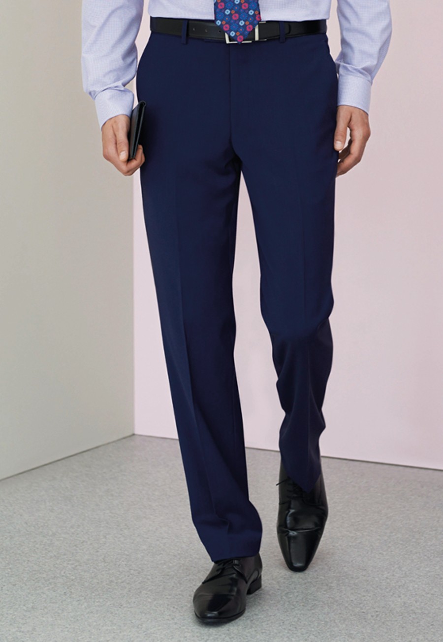 Blue Herringbone Structured Dress Pant – Brumano